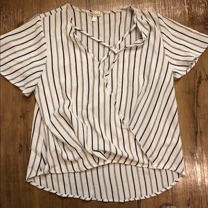 Striped shirt with criss cross front